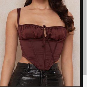 House of CB Corset Bustier Top Burgundy, XS